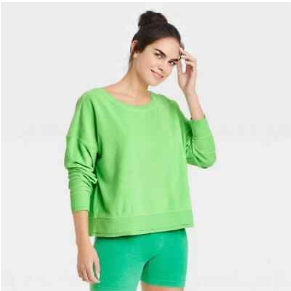 JoyLab Terry Open Back Wrap Pullover Top • Midweight Sweatshirt new